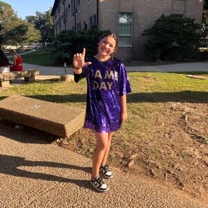 Purple and gold game day dress